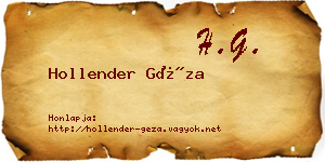 Hollender Géza névjegykártya