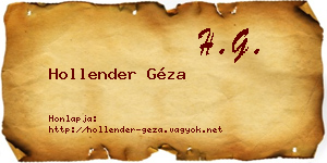 Hollender Géza névjegykártya